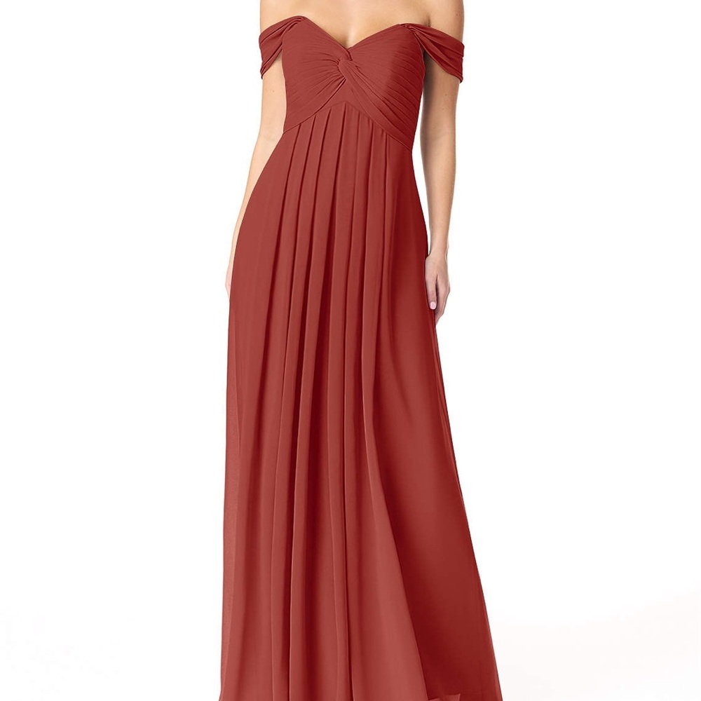 Unaltered Azazie Kaitlynn - Floor-length Chiffon Dress in Terracotta